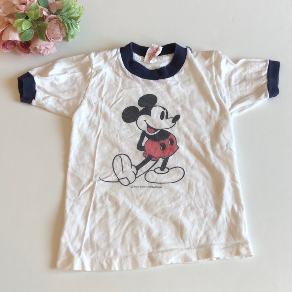 Ringer VINTAGE Mickey Mouse Ringer T Shirt Classic Graphics Kids M 1980 Disney